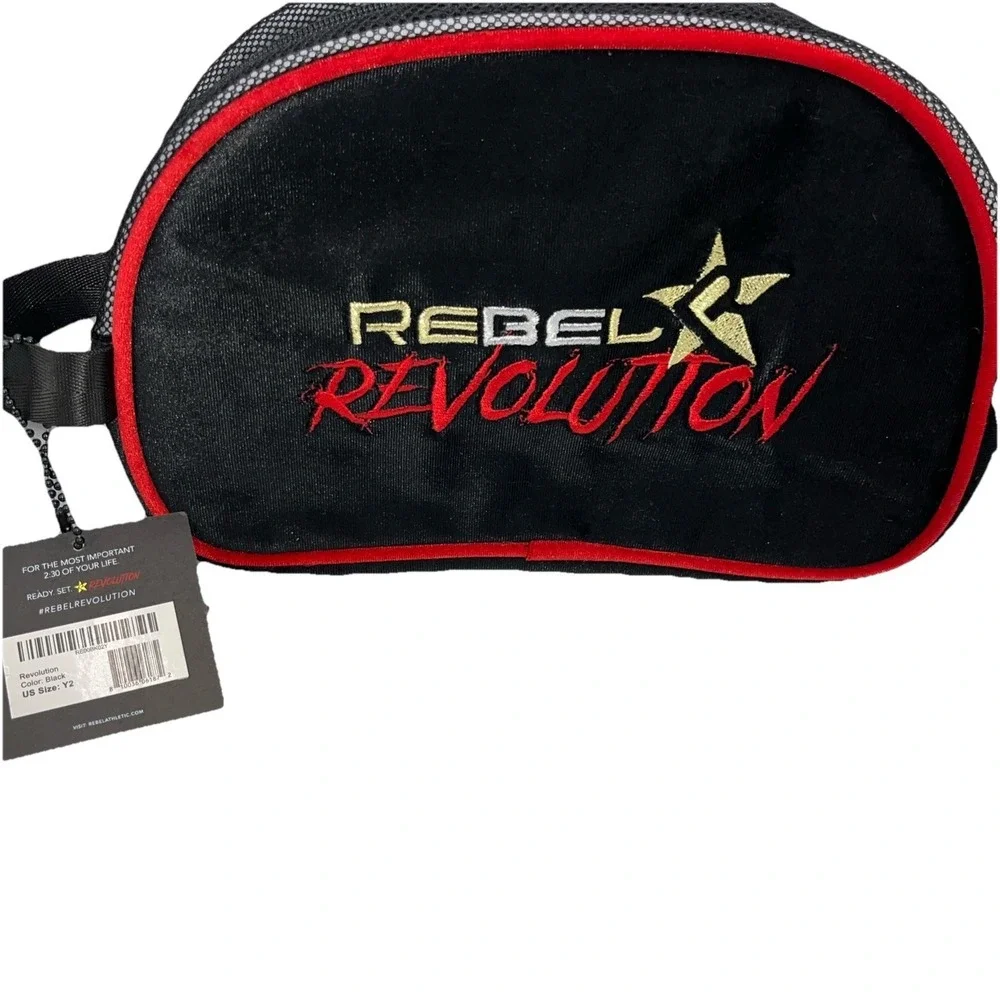 Rebel Athletic Revolution Cheer Shoe Bag Black Red Gold Mesh‎ RE00BK02Y NWT